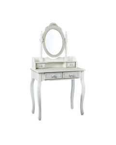 Brittany Dressing Mirror In White And Grey Wooden Frame