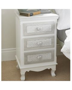 Brittany Wooden 3 Drawers Bedside Cabinet In White And Grey