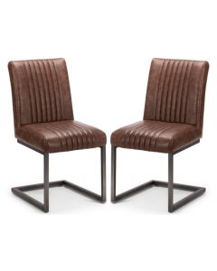 Brooklyn Charcoal Grey Faux Leather Dining Chairs In Pair