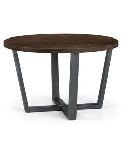 Brooklyn Round Wooden Dining Table In Dark Oak With Gunmetal Frame