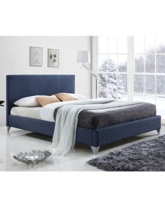 Brooklyn Fabric Upholstered Double Bed In Blue