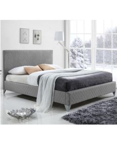 Brooklyn Fabric Upholstered Double Bed In Grey