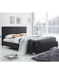 Brooklyn Fabric Upholstered Double Bed In Dark Grey
