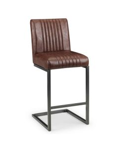 Brooklyn Faux Leather Bar Stool In Brown With Black Metal Legs