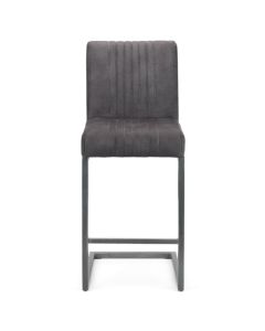 Brooklyn Faux Leather Bar Stool In Charcoal Grey