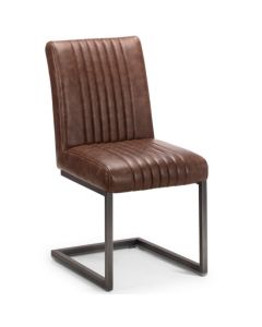 Brooklyn Faux Leather Dining Chair In Brown With Black Legs