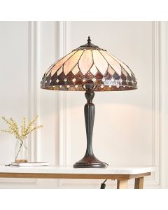 Brooklyn Medium Tiffany Glass Table Lamp In Dark Bronze