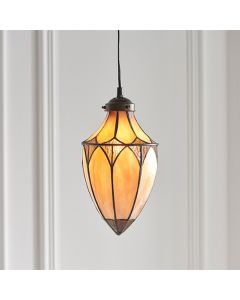 Brooklyn Small Tiffany Glass Acorn Ceiling Pendant Light In Dark Bronze