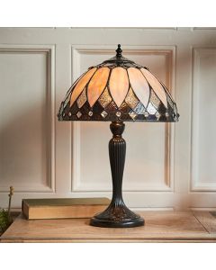 Brooklyn Small Tiffany Glass Table Lamp In Dark Bronze