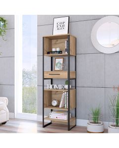 Brooklyn Tall Narrow Wooden Bookcase In Bleached Pine Effect