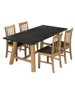 Brooklyn Wooden Dining Set Grey And Oak With 4 Chairs