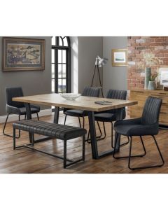 Brooklyn Wooden Dining Table In Oak With Black Bench And 4 Chairs