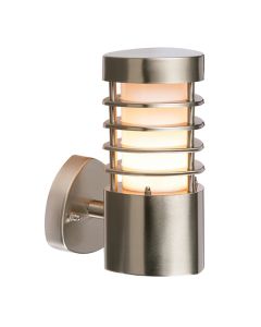 Bruton Frosted Wall Light In Brushed Stainless Steel