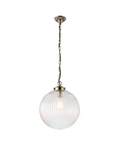Brydon Large Clear Ribbed Glass Ceiling Pendant Light