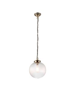 Brydon Small Clear Ribbed Glass Ceiling Pendant Light