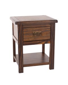 Highland Wooden Bedside Cabinet With 1 Drawer In Dark Brown