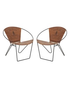 Buffalo Brown Goat Leather Accent Chairs In Pair