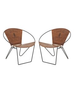 Buffalo Brown Goat Leather Accent Chairs In Pair