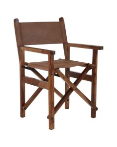 Buffalo Genuine Leather Folding Accent Chair In Brown