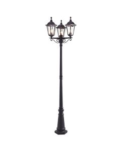 Burford 3 Lights Traditional Exterior Lamp Post In Matt Black