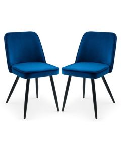 Burgess Blue Velvet Dining Chairs In Pair