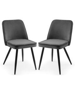 Burgess Grey Velvet Dining Chairs In Pair