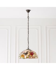 Butterfly Medium Tiffany Art Glass Ceiling Pendant Light In Dark Bronze