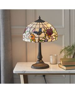 Butterfly Small Tiffany Art Glass Table Lamp In Dark Bronze