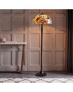 Butterfly Tiffany Art Glass Floor Lamp In Dark Bronze