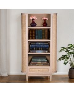 Valencia Cane & Mango Wood Bookcase In Natural