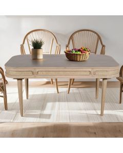 Valencia Cane & Mango Wood Dining Table In Natural