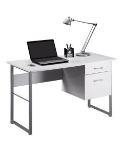 Cabrini Wooden Computer Desk In White High Gloss And Grey Frame