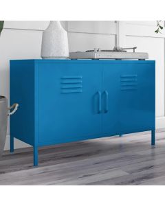 Cache Metal Locker Accent Cabinet In Blue With 2 Doors