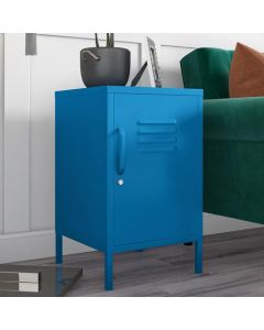 Cache Metal Locker End Table In Blue With 2 Doors