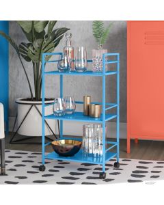 Cache Metal Rolling Drinks Trolley In Blue With 3 Shelves