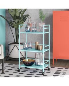 Cache Metal Rolling Drinks Trolley In Mint With 3 Shelves