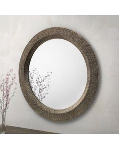 Cadence Large Round Wall Mirror In Pewter Effect
