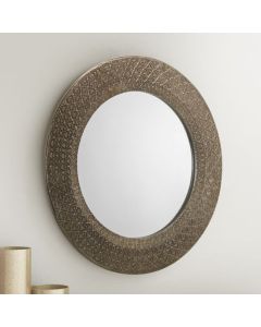 Cadence Small Round Wall Mirror In Pewter Effect