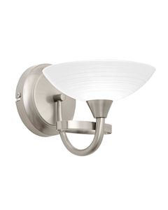 Cagney White Glass Shade Wall Light In Satin Chrome