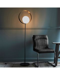 Cal Floor Lamp In Brushed Nickel And Matt Black