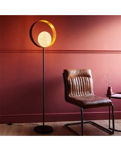 Cal Floor Lamp In Satin Brass And Matt Black