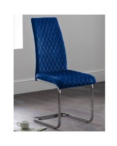 Calabria Velvet Cantilever Dining Chair In Blue