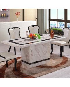 Calgary Marble Dining Table In Natural Stone And Lacquer