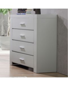 California Solid Rubberwood Chest Of Drawers In Grey With 4 Drawers