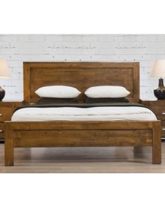 California Solid Rubberwood Double Bed In Rustic Oak