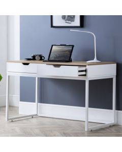 California Wooden Computer Desk In Oak And White