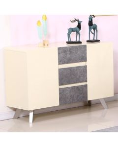 Calipso Wooden Sideboard In Cream High Gloss And Concrete Effect