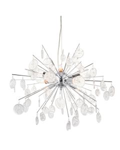 Calla 8 Lights Clear Glass Detailing Ceiling Pendant Light In Chrome