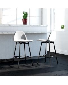 Calvin Grey Velvet Upholstered Bar Stools In Pair