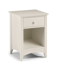 Cameo Wooden 1 Drawer Bedside Cabinet In Stone White